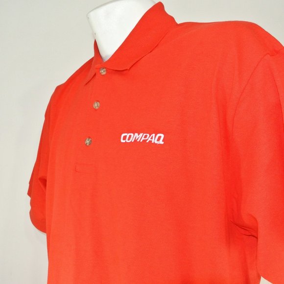 COMPAQ Computers Vintage Employee Uniform Polo Shirt Red NEW Size S Small - Picture 2 of 5